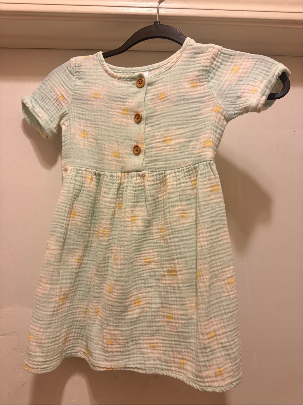 Gerber Mint Green Short Sleeve Dress with Yellow/White Flower Accents